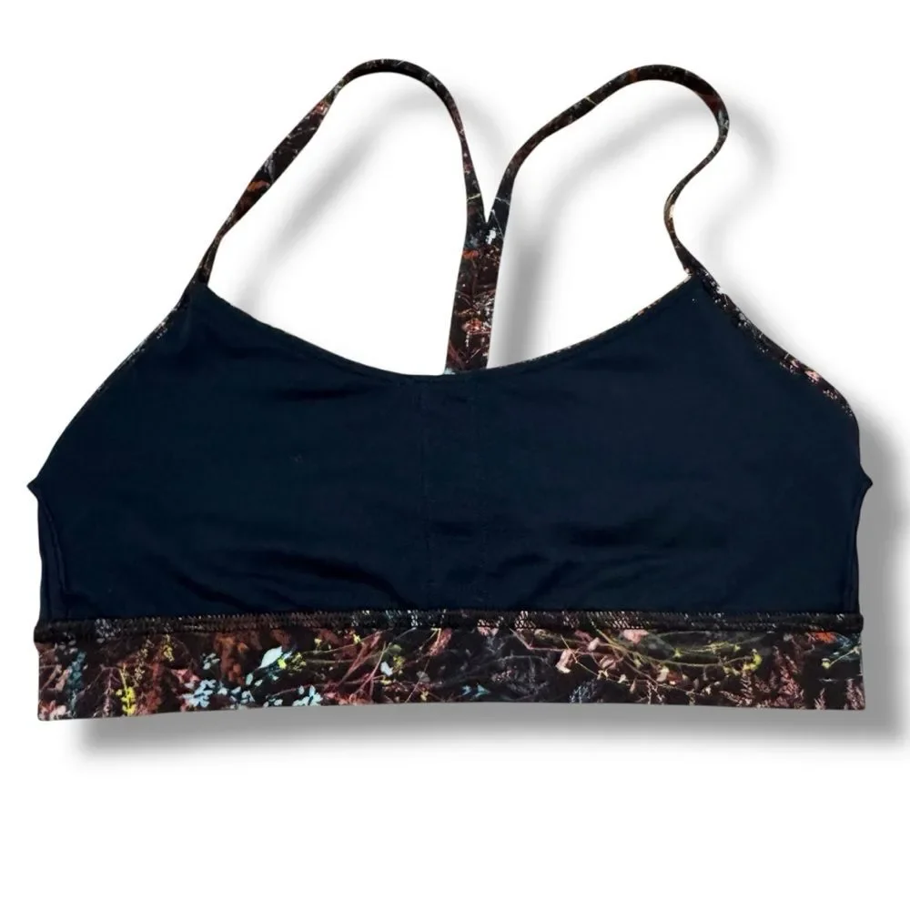 Lululemon Flow Y Bra Size 4 Floral Foliage Overlay Yoga Pilates Athleisure Fit